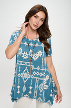 Load image into Gallery viewer, Print Handkerchief Hem Top-3088BG-SRP1-W372