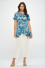 Load image into Gallery viewer, Print Handkerchief Hem Top-3088BG-SRP1-W372