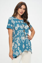 Load image into Gallery viewer, Print Handkerchief Hem Top-3088BG-SRP1-W372