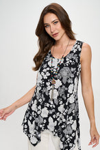Load image into Gallery viewer, Floral Puff Print Shark Bite Hem Tank- 2057HT-TRP1-W355