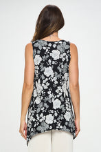 Load image into Gallery viewer, Floral Puff Print Shark Bite Hem Tank- 2057HT-TRP1-W355