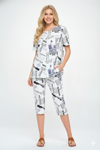 Load image into Gallery viewer, Two-Piece Short Sleeve Top & Capri Pant Set- 9003BN-SRP1-W383