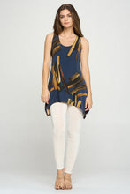 Load image into Gallery viewer, Dual Tone Lines HIT Shark Bite Hem Tank-2057HT-TRP1-W315 - Jostar Online