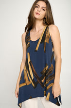 Load image into Gallery viewer, Dual Tone Lines HIT Shark Bite Hem Tank-2057HT-TRP1-W315 - Jostar Online