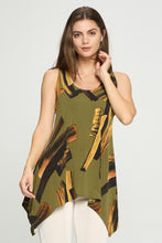 Load image into Gallery viewer, Dual Tone Lines HIT Shark Bite Hem Tank-2057HT-TRP1-W315 - Jostar Online