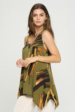 Load image into Gallery viewer, Dual Tone Lines HIT Shark Bite Hem Tank-2057HT-TRP1-W315 - Jostar Online