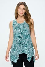 Load image into Gallery viewer, Enchanting Leaves HIT Shark Bite Hem Tank- 2057HT-TRP1-W344