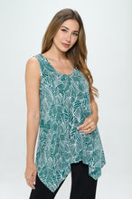Load image into Gallery viewer, Enchanting Leaves HIT Shark Bite Hem Tank- 2057HT-TRP1-W344