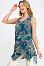 Load image into Gallery viewer, Tropical Hibiscus HIT Shark Bite Hem Tank- 2057HT-TRP1-W350