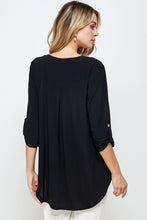 Load image into Gallery viewer, HIT Notch Neck Rolled Sleeve Top-3059HT-QRS1 - Jostar Online