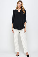 Load image into Gallery viewer, HIT Notch Neck Rolled Sleeve Top-3059HT-QRS1 - Jostar Online