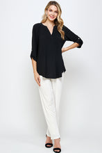 Load image into Gallery viewer, HIT Notch Neck Rolled Sleeve Top-3059HT-QRS1 - Jostar Online