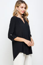 Load image into Gallery viewer, HIT Notch Neck Rolled Sleeve Top-3059HT-QRS1 - Jostar Online