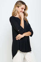 Load image into Gallery viewer, HIT Notch Neck Rolled Sleeve Top-3059HT-QRS1 - Jostar Online