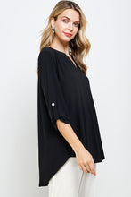 Load image into Gallery viewer, HIT Notch Neck Rolled Sleeve Top-3059HT-QRS1 - Jostar Online