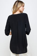 Load image into Gallery viewer, HIT Notch Neck Rolled Sleeve Top-3059HT-QRS1 - Jostar Online
