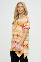 Load image into Gallery viewer, Southwest Print Handkerchief Hem Top-3088HT-SRP1-W365