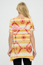 Load image into Gallery viewer, Southwest Print Handkerchief Hem Top-3088HT-SRP1-W365