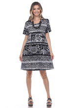 Load image into Gallery viewer, Women's Stretchy Missy Dress Short Sleeve Print-7004BN-SRP1-W901 - Jostar Online