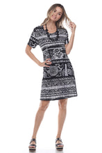 Load image into Gallery viewer, Women's Stretchy Missy Dress Short Sleeve Print-7004BN-SRP1-W901 - Jostar Online