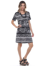 Load image into Gallery viewer, Women's Stretchy Missy Dress Short Sleeve Print-7004BN-SRP1-W901 - Jostar Online