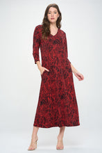 Load image into Gallery viewer, HIT V-Neck Long Dress W/Pocket-7085HT-QRP1-K-W344