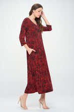 Load image into Gallery viewer, HIT V-Neck Long Dress W/Pocket-7085HT-QRP1-K-W344