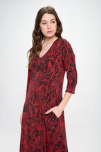Load image into Gallery viewer, HIT V-Neck Long Dress W/Pocket-7085HT-QRP1-K-W344
