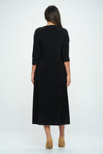 Load image into Gallery viewer, HIT V-Neck Long Dress W/Pocket-7085HT-QRS1-K