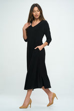 Load image into Gallery viewer, HIT V-Neck Long Dress W/Pocket-7085HT-QRS1-K