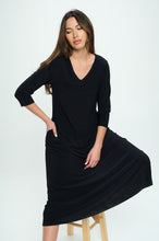 Load image into Gallery viewer, HIT V-Neck Long Dress W/Pocket-7085HT-QRS1-K