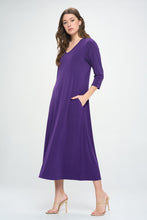 Load image into Gallery viewer, HIT V-Neck Long Dress W/Pocket-7085HT-QRS1-K