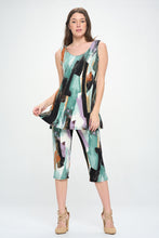 Load image into Gallery viewer, Two-Piece Sleeveless Top & Capri Pant Set-9002BN-TRP1-W379