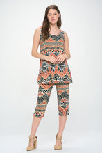 Load image into Gallery viewer, Two-Piece Sleeveless Top & Capri Pant Set-9002BN-TRP1-W381