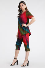 Load image into Gallery viewer, Women's Stretchy Capri Pant Set Short Sleeve Print-9003BN-SRP1-W182 - Jostar Online