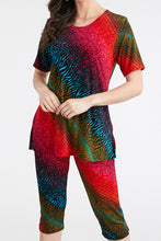 Load image into Gallery viewer, Women's Stretchy Capri Pant Set Short Sleeve Print-9003BN-SRP1-W182 - Jostar Online