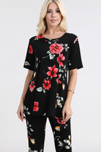Load image into Gallery viewer, Women's Stretchy Capri Pant Set Short Sleeve Print-9003BN-SRP1-W215 - Jostar Online