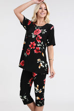 Load image into Gallery viewer, Women's Stretchy Capri Pant Set Short Sleeve Print-9003BN-SRP1-W215 - Jostar Online