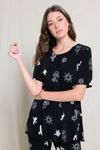 Load image into Gallery viewer, Two-Piece Short Sleeve Top & Capri Pant Set- 9003BN-SRP1-W369