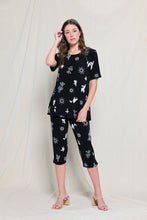 Load image into Gallery viewer, Two-Piece Short Sleeve Top & Capri Pant Set- 9003BN-SRP1-W369