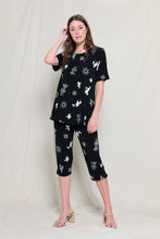 Load image into Gallery viewer, Two-Piece Short Sleeve Top & Capri Pant Set- 9003BN-SRP1-W369