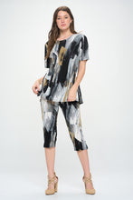 Load image into Gallery viewer, Two-Piece Short Sleeve Top & Capri Pant Set- 9003BN-SRP1-W379