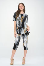 Load image into Gallery viewer, Two-Piece Short Sleeve Top & Capri Pant Set- 9003BN-SRP1-W379