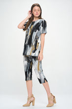 Load image into Gallery viewer, Two-Piece Short Sleeve Top & Capri Pant Set- 9003BN-SRP1-W379