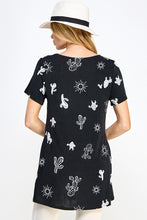 Load image into Gallery viewer, Desert Oasis Print Short Sleeve Top with Side Seam Pockets-3086BN-SRP1-K-W369