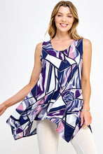 Load image into Gallery viewer, Abstract Print Shark Bite Hem Tank- 2057HT-TRP1-W357