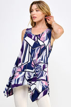 Load image into Gallery viewer, Abstract Print Shark Bite Hem Tank- 2057HT-TRP1-W357