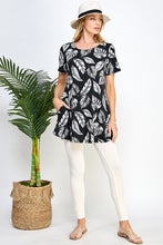 Load image into Gallery viewer, Leafy Delight Short Sleeve Top with Side Seam Pockets-3086BN-SRP1-K-W388