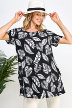 Load image into Gallery viewer, Leafy Delight Short Sleeve Top with Side Seam Pockets-3086BN-SRP1-K-W388