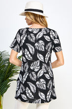 Load image into Gallery viewer, Leafy Delight Short Sleeve Top with Side Seam Pockets-3086BN-SRP1-K-W388